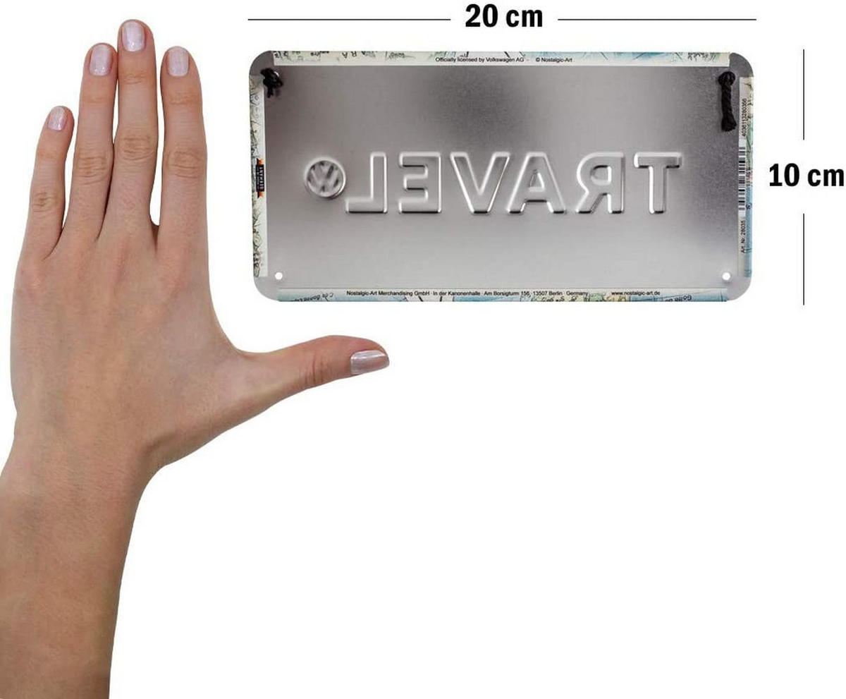 HÄNGESCHILD 10/20 cm Volkswagen VW Bulli Let's Travel The World - Multicolor, Metall (20/10/0.2cm) - Nostalgic-Art