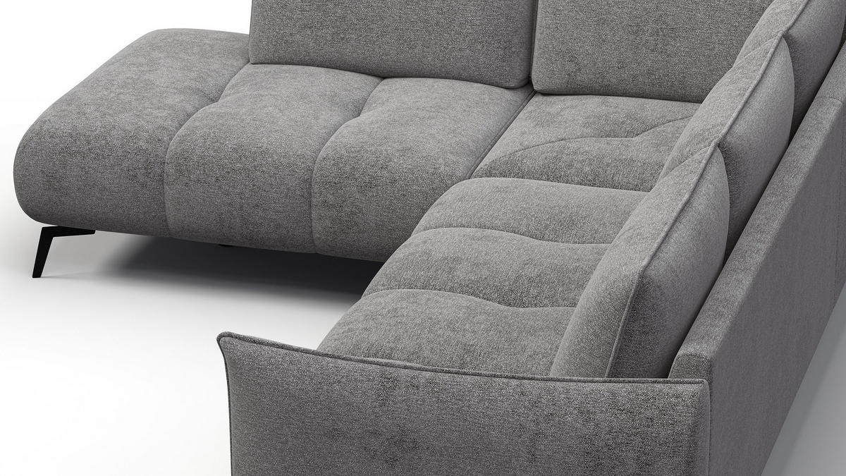 ECKSOFA AERA 5-Sitzer links, platingrau - Schwarz/Grau, Holz/Textil (268/206cm) - Courtois Laville