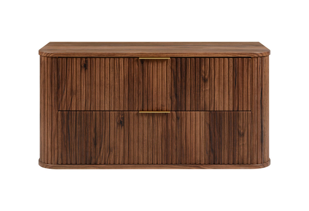 BADEZIMMERSCHRANK, Eiche-Nussbaum, Goldene Griffe, 100 x 51,7 x 41,5 cm - Dunkelbraun/Goldfarben, Holzwerkstoff/Kunststoff (100/51.7/41.5cm) - 3XE LIVING
