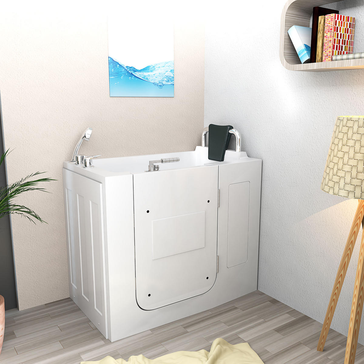 SITZBADEWANNE Senioren Sitzwanne mit Tür S08-C-R 110x68cm - Weiß, Glas/Kunststoff (68/114/110cm) - AcquaVapore by Sandra Jentho