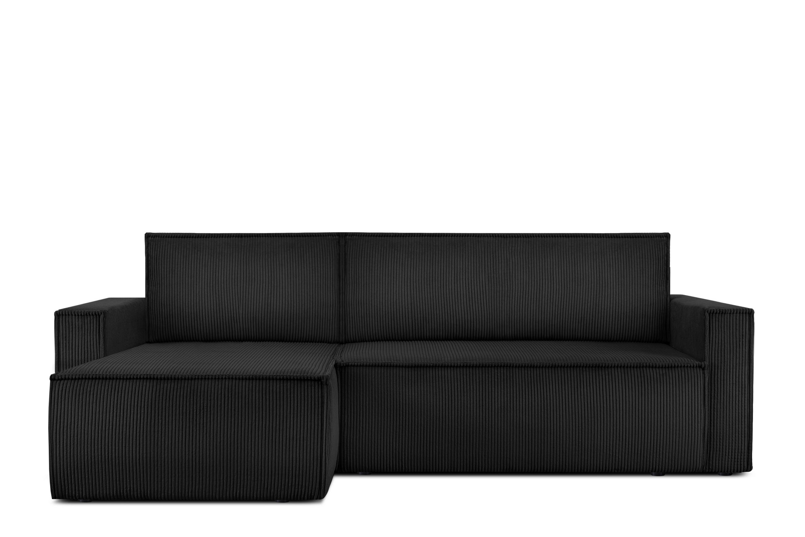 ECKSOFA-LINKS/RECHTS NAPI Schlaffunktion mit Cordbezug, antracyt - Schwarz, Textil (246/148cm) - KONSIMO®