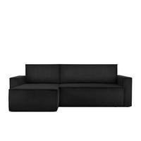 ECKSOFA-LINKS/RECHTS NAPI Schlaffunktion mit Cordbezug, antracyt - Schwarz, Textil (246/148cm) - KONSIMO®