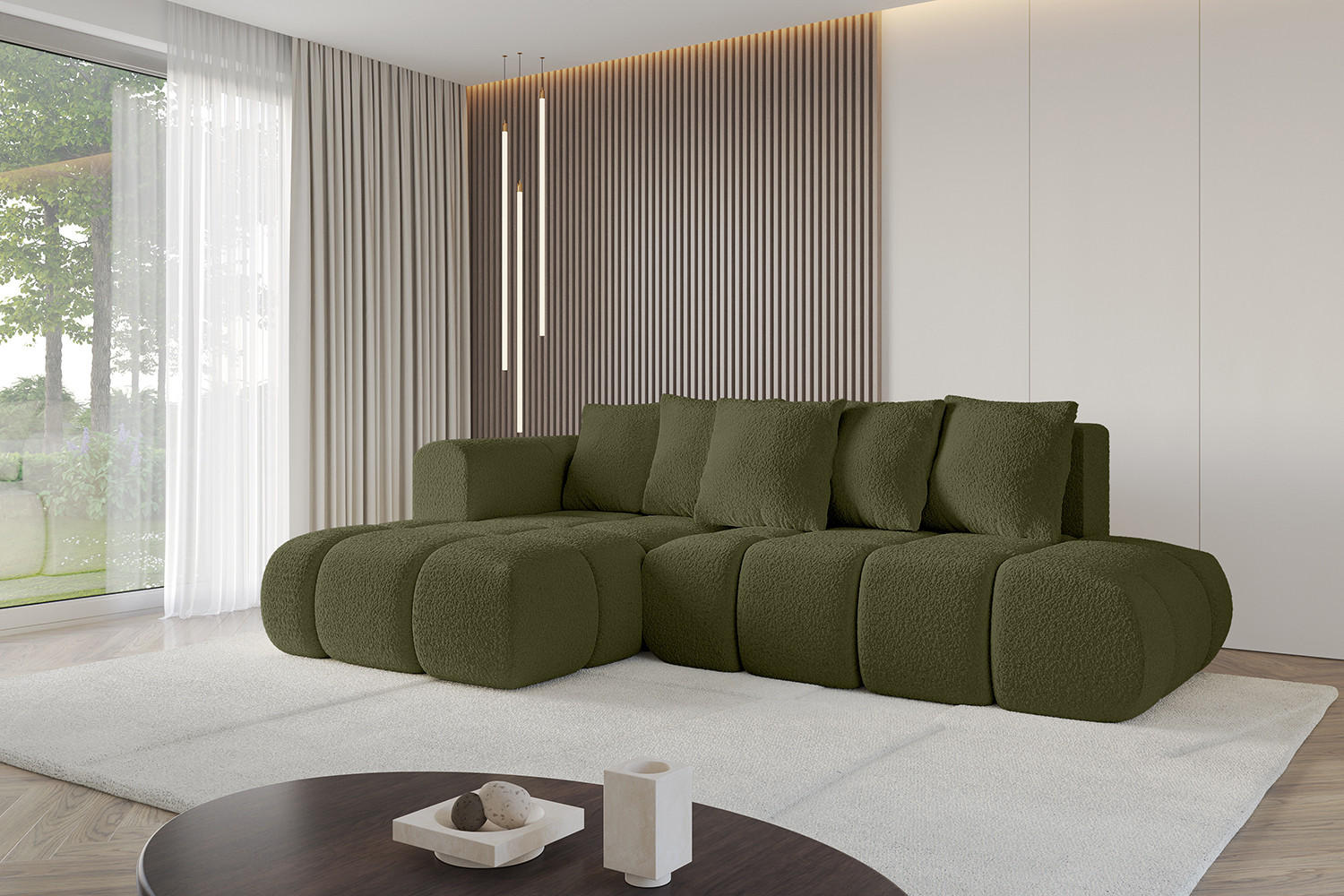Thumbnail - Altdecor Ecksofa, Grün, Textil, 4-Sitzer, L-Form, Ottomane links, 289x180 cm, Wohnzimmer, Sofas & Couches, Wohnlandschaf...