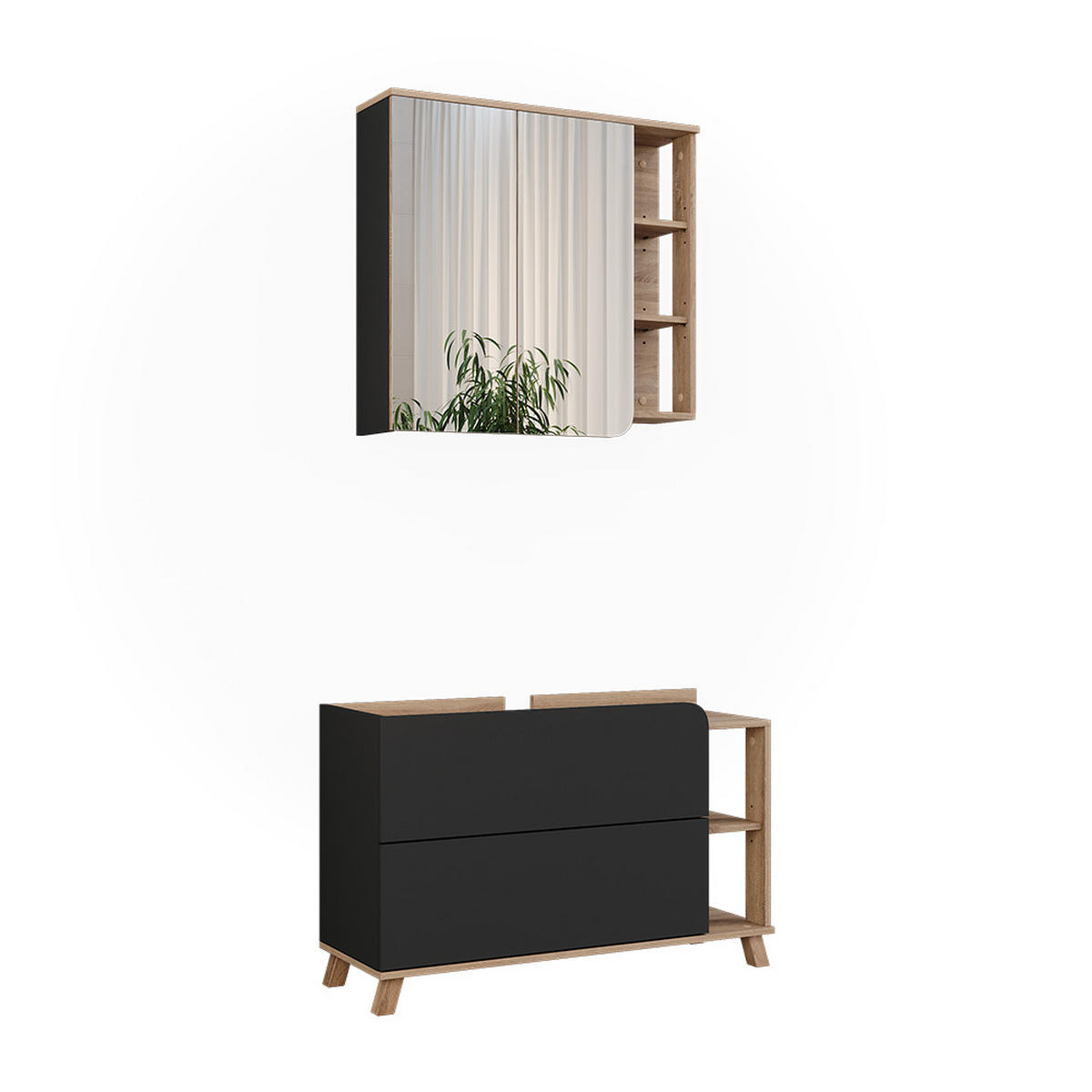 KOUPELNOVÝ NÁBYTEK Karen Sonoma/antracit - Sonoma dub/antracitová, kompozitní dřevo (100/65/35cm) - Vicco