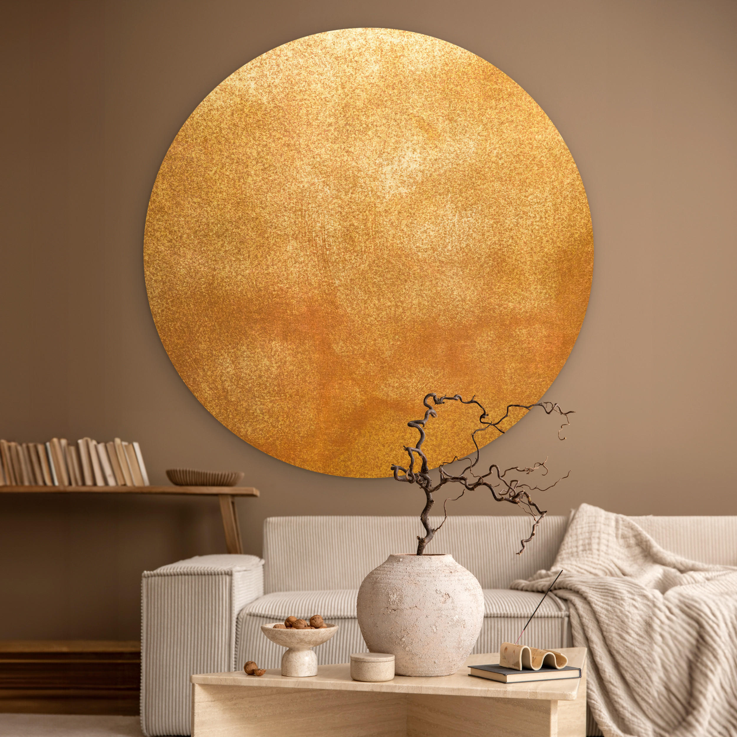 WANDBILD Eisen - Rost - Gold - Metall - Luxus 140x140 cm - Goldfarben, Kunststoff (140/140cm) - MuchoWow