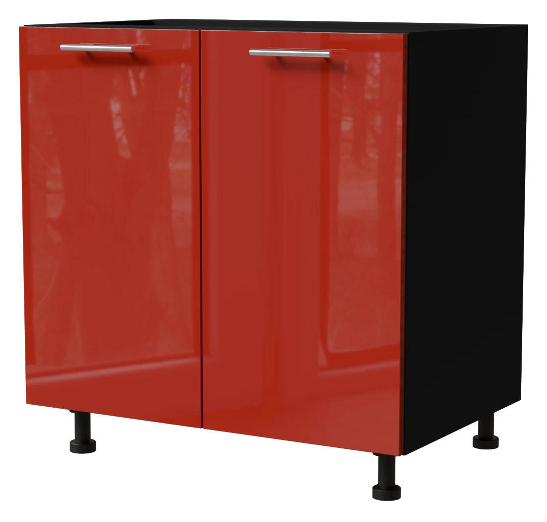Feldmann-Wohnen Unterschrank Rot, Schwarz 80x82x50 cm