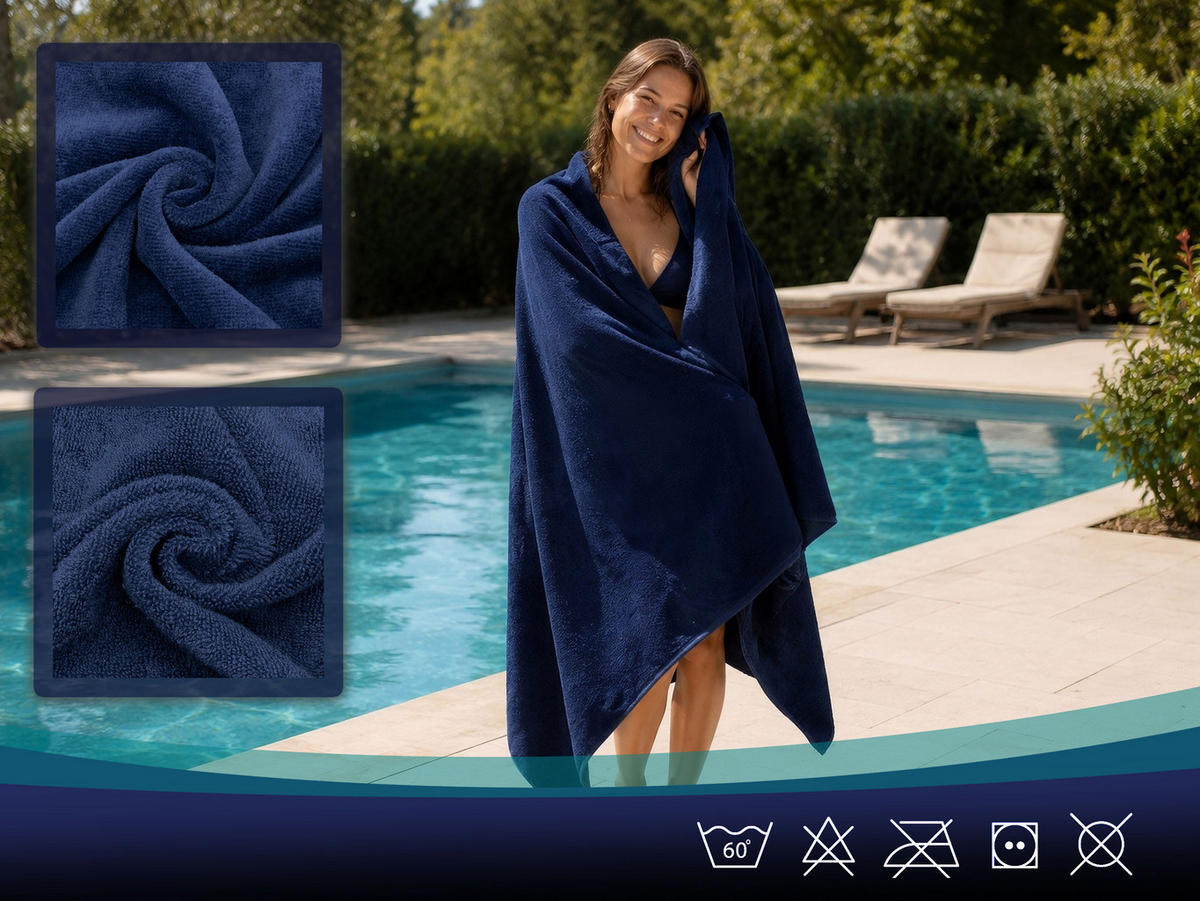 STRANDTUCH, 100x200 cm, 100% Baumwolle, Blau - Dunkelblau, Textil (100/200cm) - Zollner