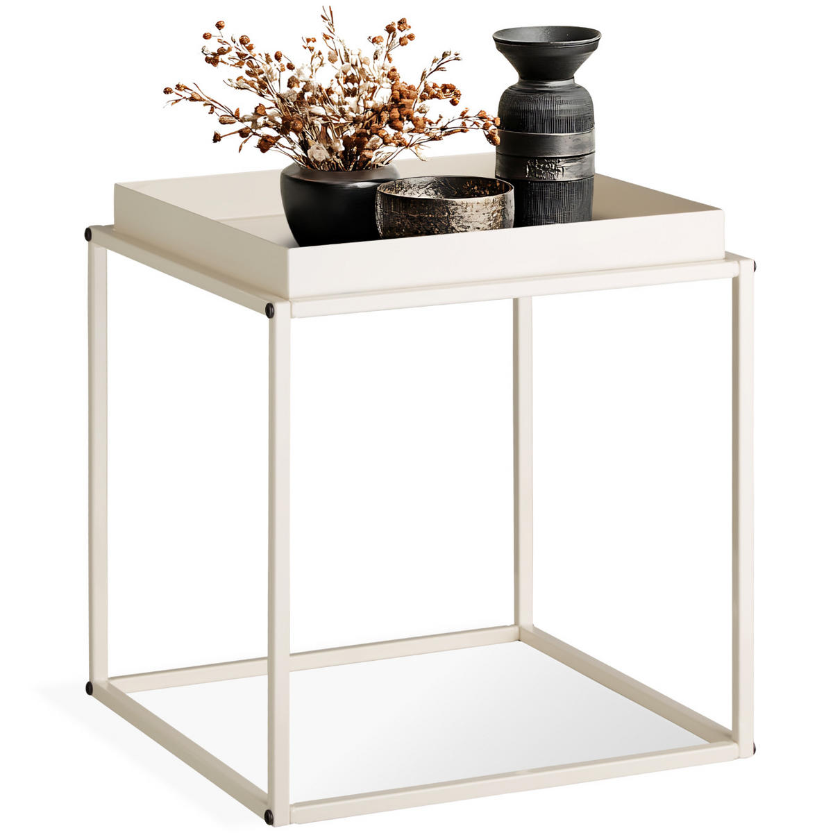 BEISTELLTISCH Cambridge,40 x 40 x 44 cm,creme - Creme, Metall (40/40/44cm) - tectake