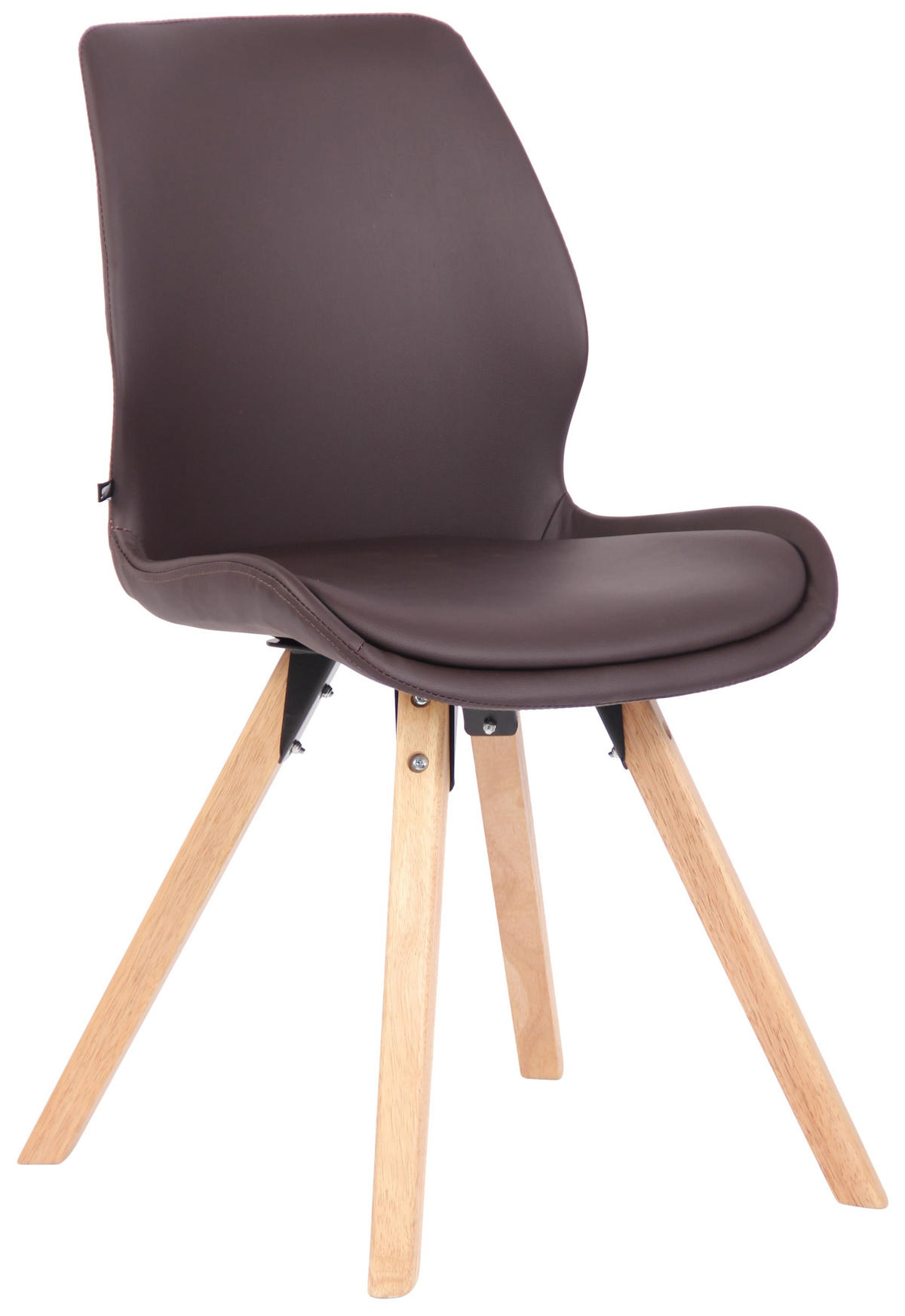 STUHL Lederlook braun - Eukalyptusholzfarben/Braun, Holz/Textil (49/87.5/58cm) - CLP