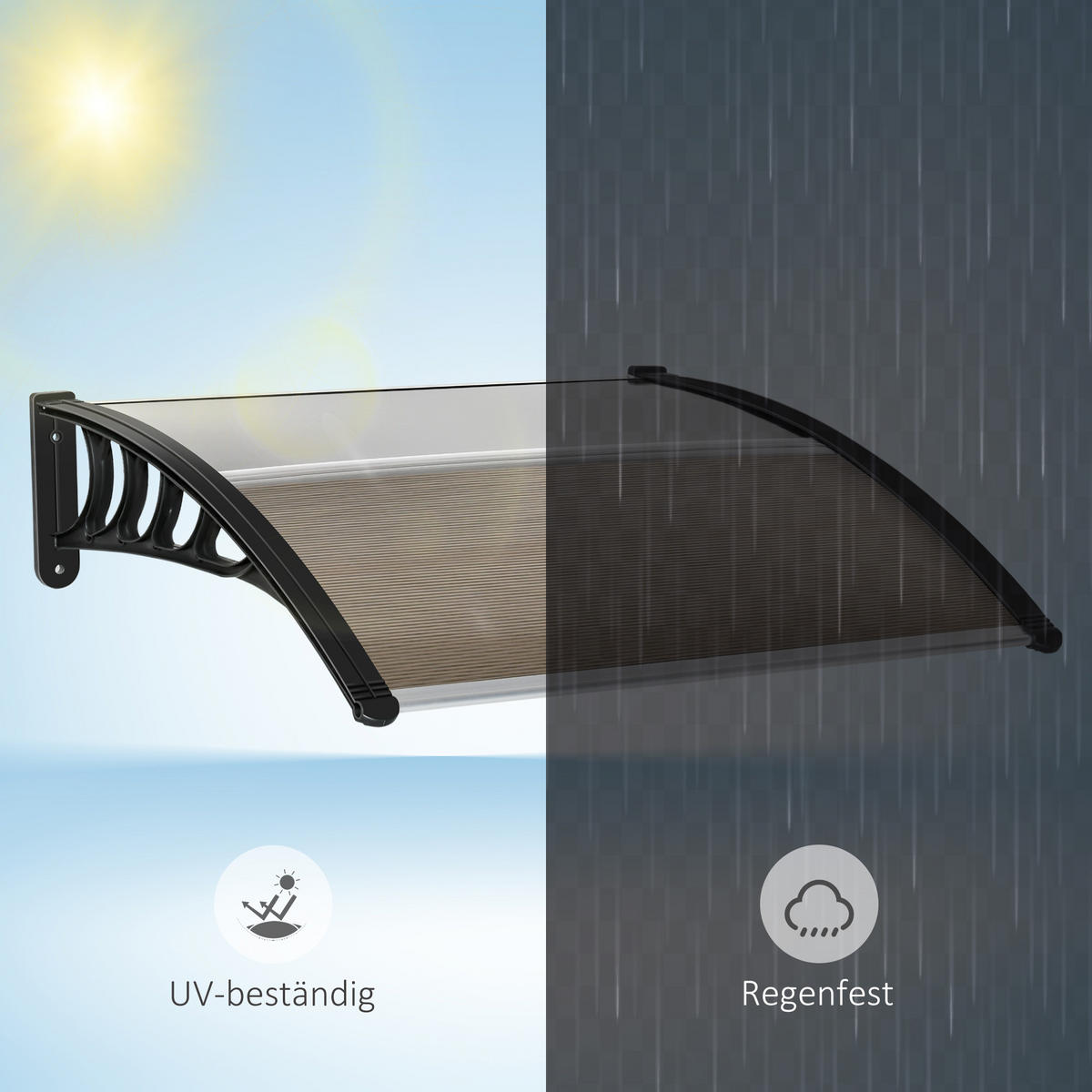 VORDACH für Haustür 103 x 96,5 x 27 cm, Braun - Braun, Kunststoff (103/27/96.5cm) - Outsunny