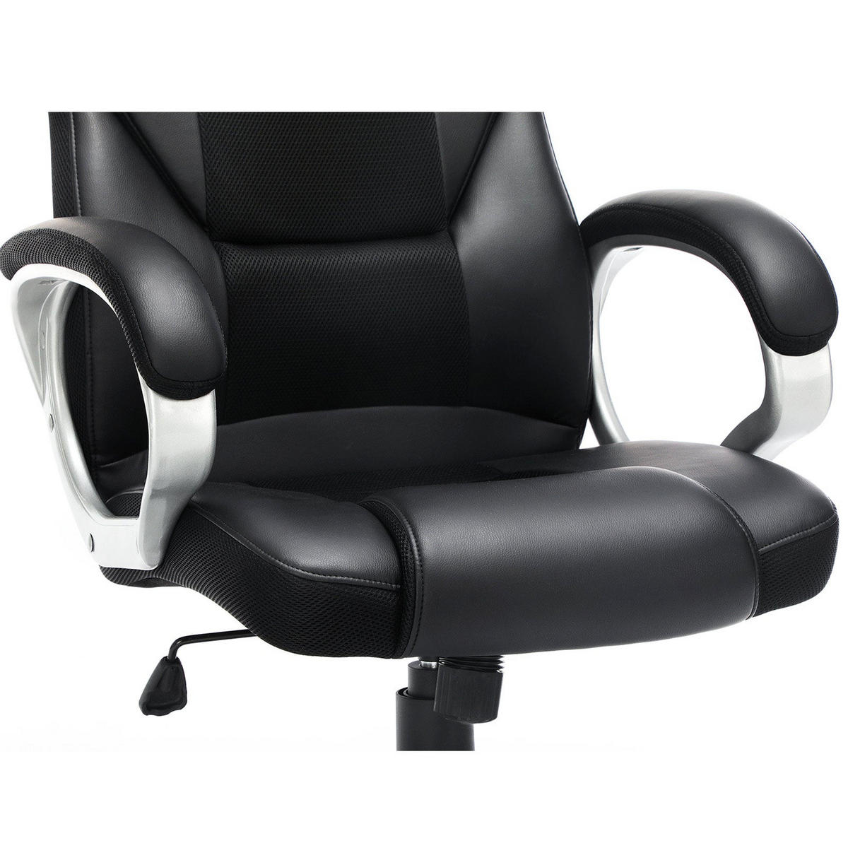 CHEFSESSEL - Schwarz, Leder (50/122/54cm) - Hansiro