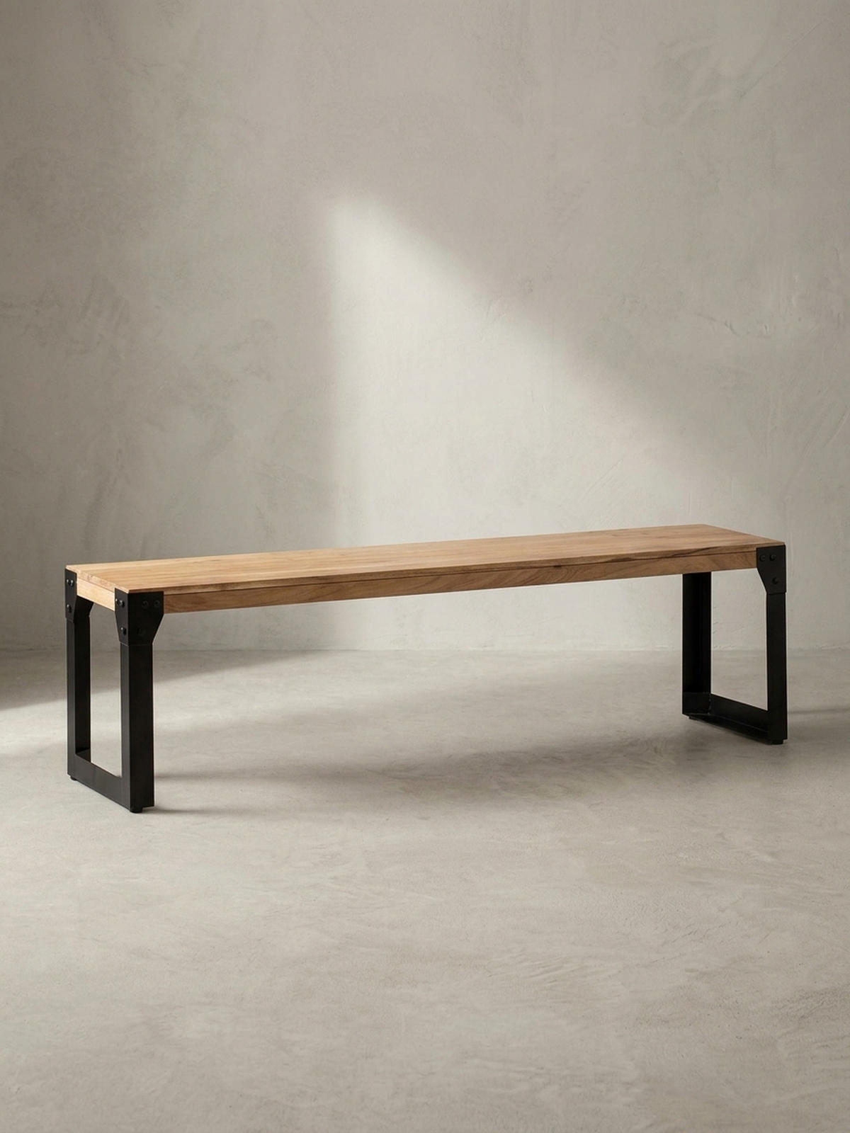 ESSZIMMERBANK Massivholz Metall ohne Lehne, Akazie 140x40x45 cm - Schwarz/Braun, Holz/Metall (140/45/40cm) - KADIMA DESIGN