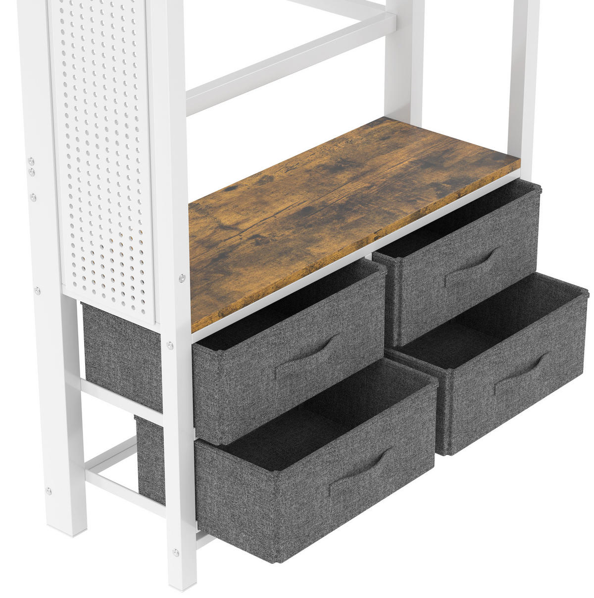 HOCHBETT 90/200 cm in Weiß mit LED-Beleuchtung, Stauraum und USB- und Type-C-Anschlüssen - Weiß, Metall (90/200cm) - Flora Grace