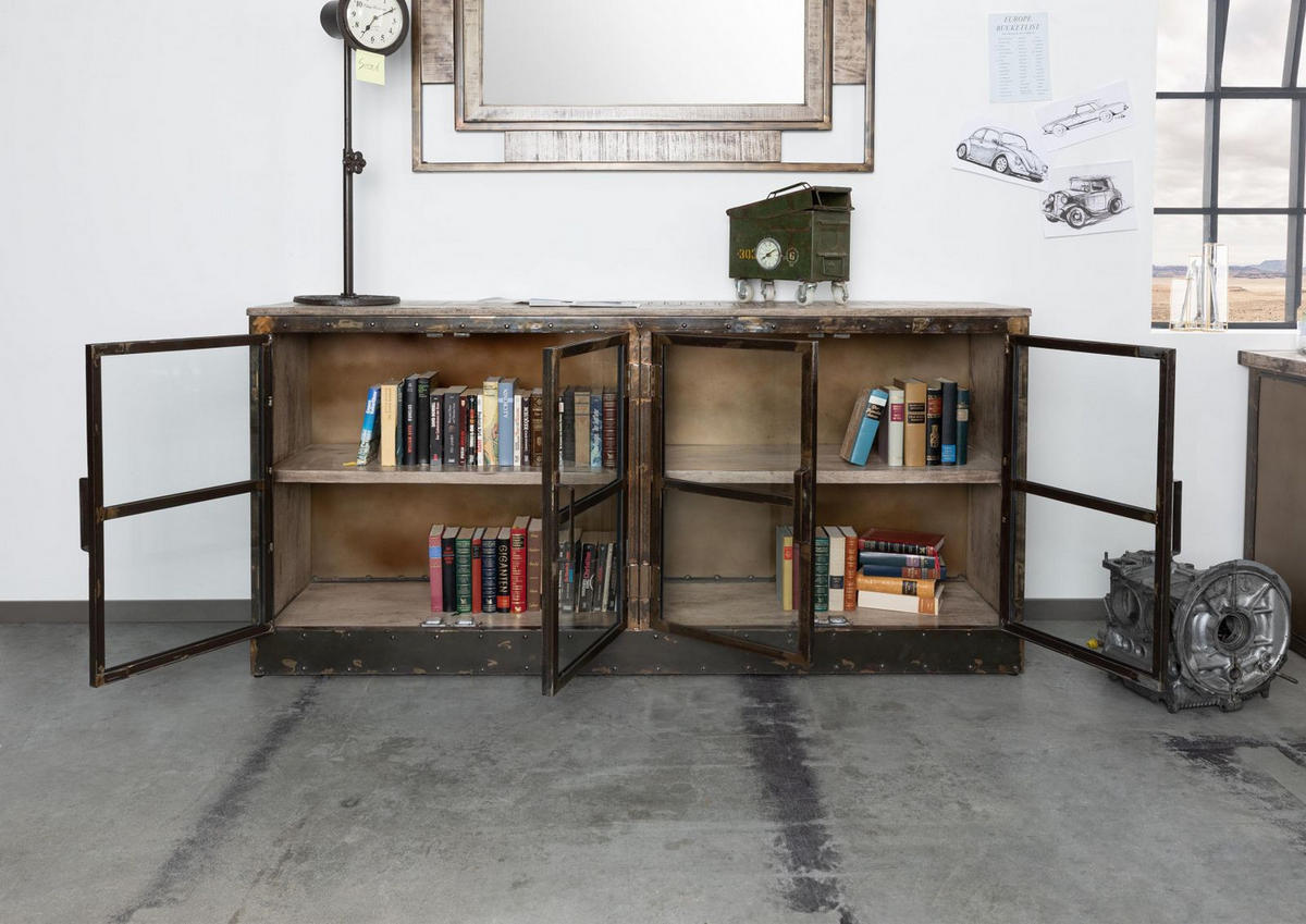 SIDEBOARD Mango 180x40x90 braun lackiert HEAVY INDUSTRY #252 - Braun, Holz (180/90/40cm) - Massivmoebel24