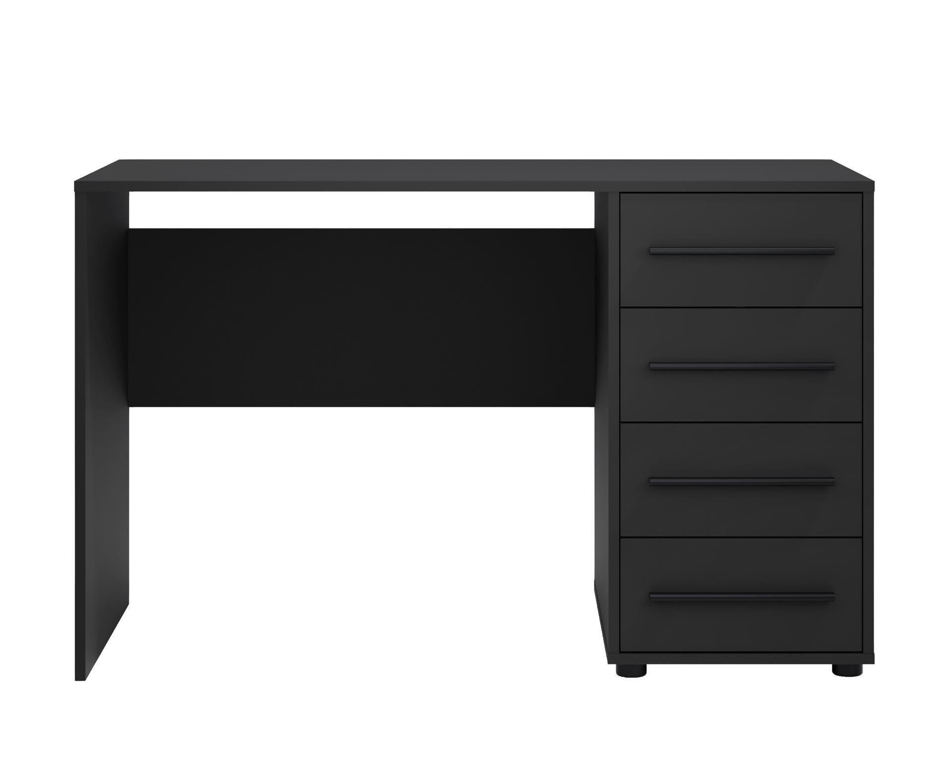 SCHREIBTISCH Maxivo Schwarz, mit Schubladen - Schwarz, Holzwerkstoff (60/120/75cm) - Bettso