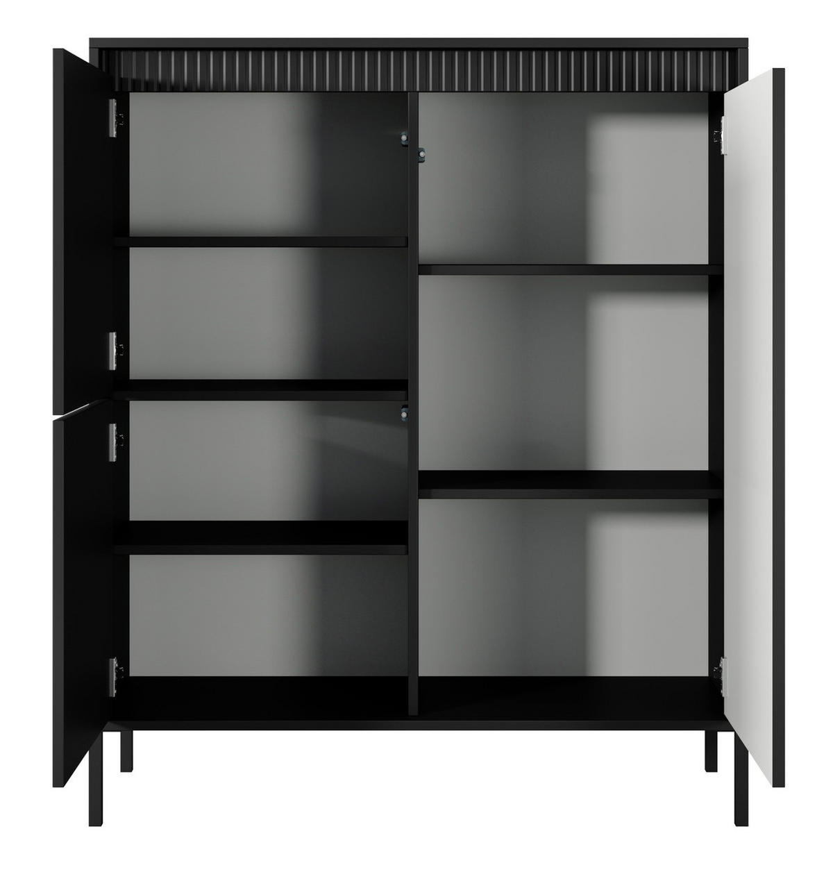 KOMMODE 104 cm Santori, Beine, 2 Türen, Schwarz - Schwarz, Holz/Metall (104/123/40cm) - Emporius