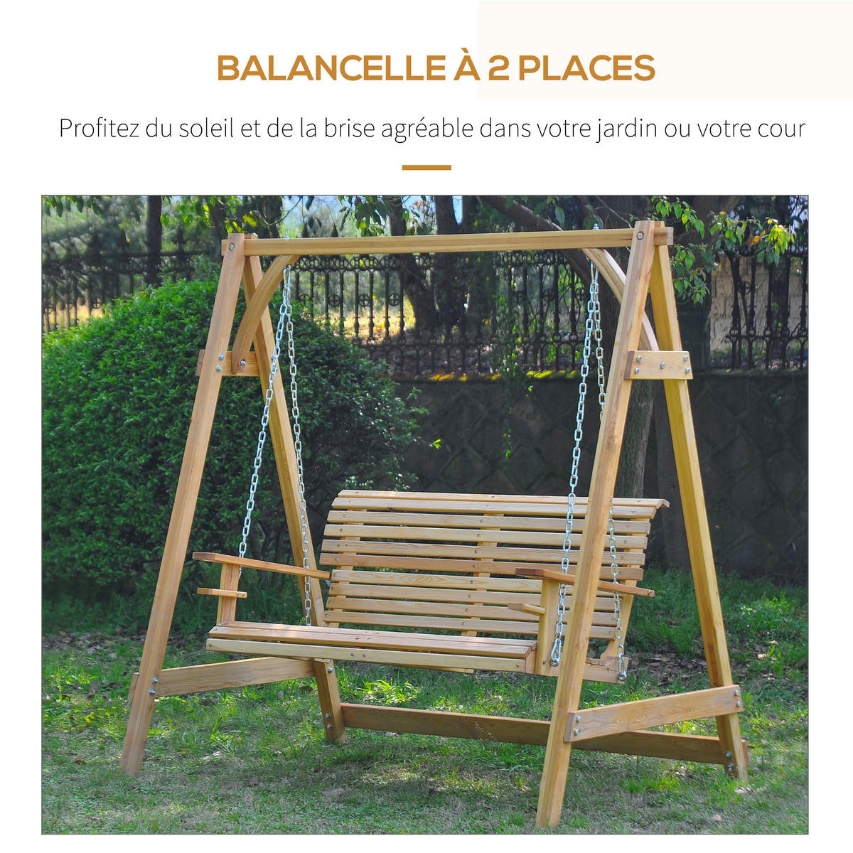 GARTENSCHAUKEL, Doppelschaukel aus Kiefernholz, nein - Birkefarben, Holz (62/21.8/342cm) - Vallsero