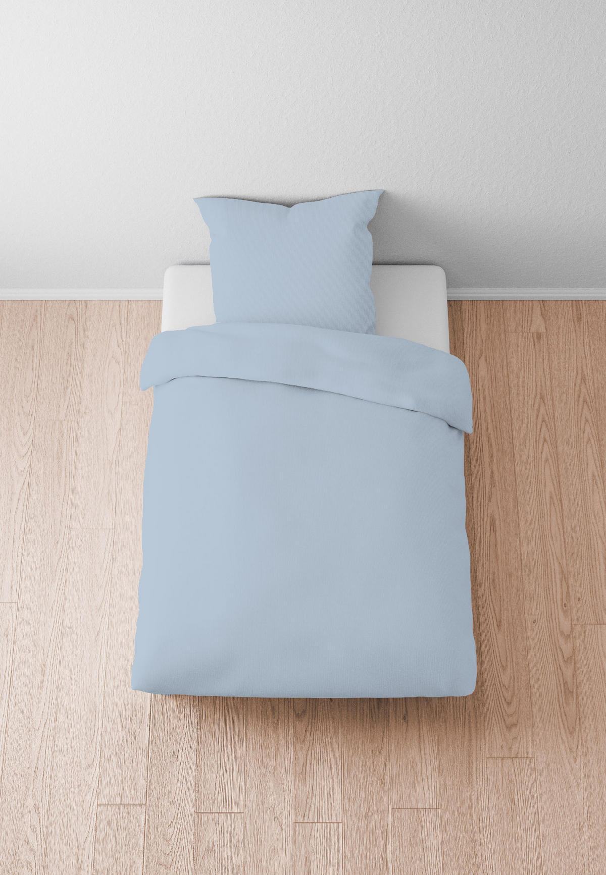 BETTWÄSCHE-GARNITUR Flanell UNI taubenblau, 135x200 cm + 80x80 cm - Blaugrau, Textil (135/200cm) - biberna