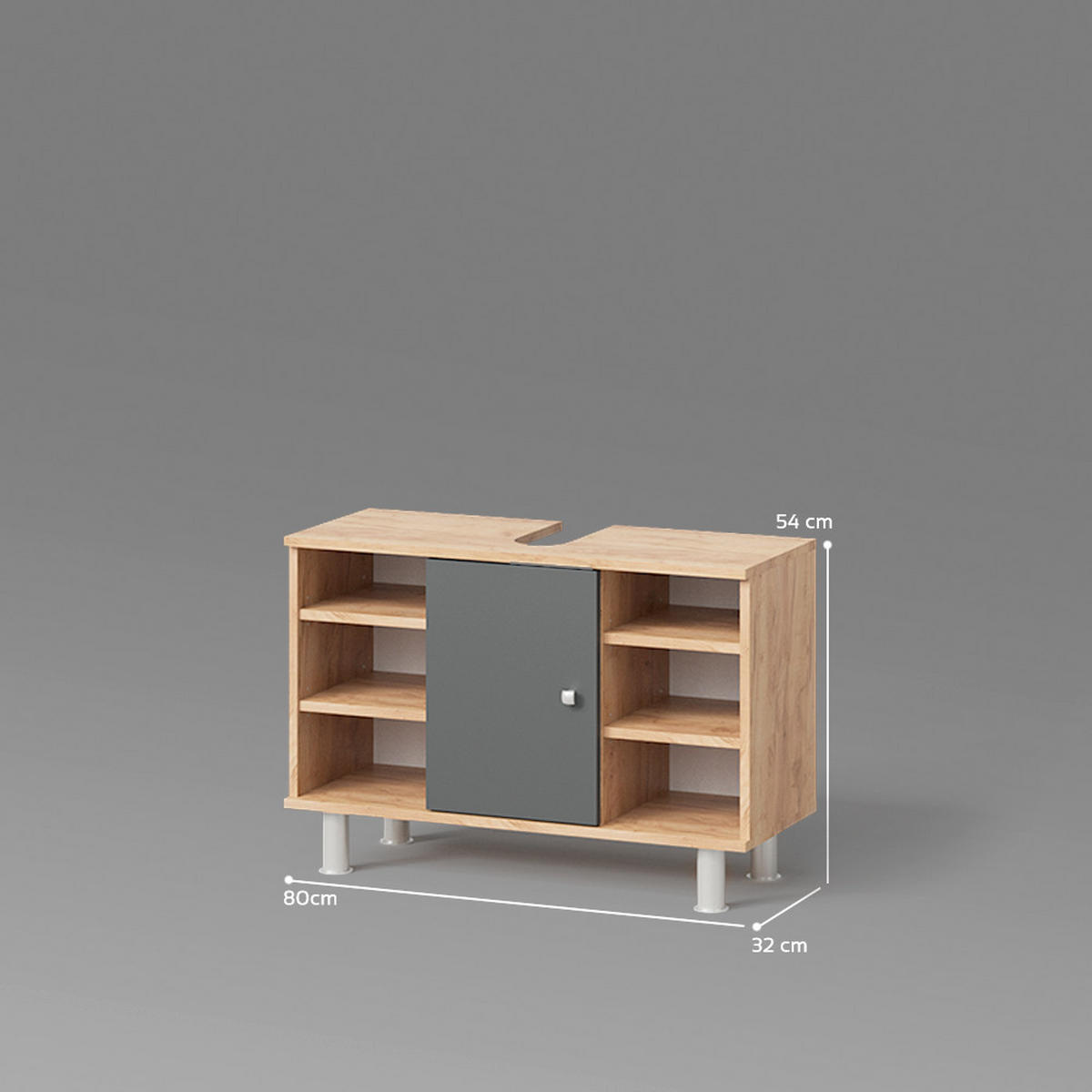 WASCHBECKENUNTERSCHRANK Fucino Anthrazit 80 x 54 cm - Anthrazit, Holzwerkstoff (80/54/32cm) - Livinity®