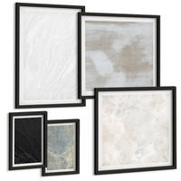 BILDER SET 5er Set - 50x50 cm & 20x30 cm & 40x60 cm Schwarzer Rahmen - Steintexturen - Schwarz, Kunststoff (40/60cm) - TULUP