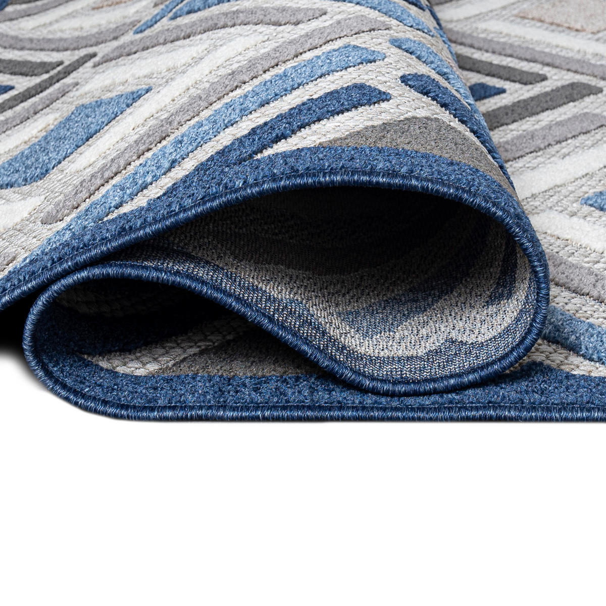 TEPPICH In-Outdoor Blau Abstract - Kurzflor Rechteckig Grau - 140 x 200 cm - Blau, Textil (140/200cm) - Mazovia