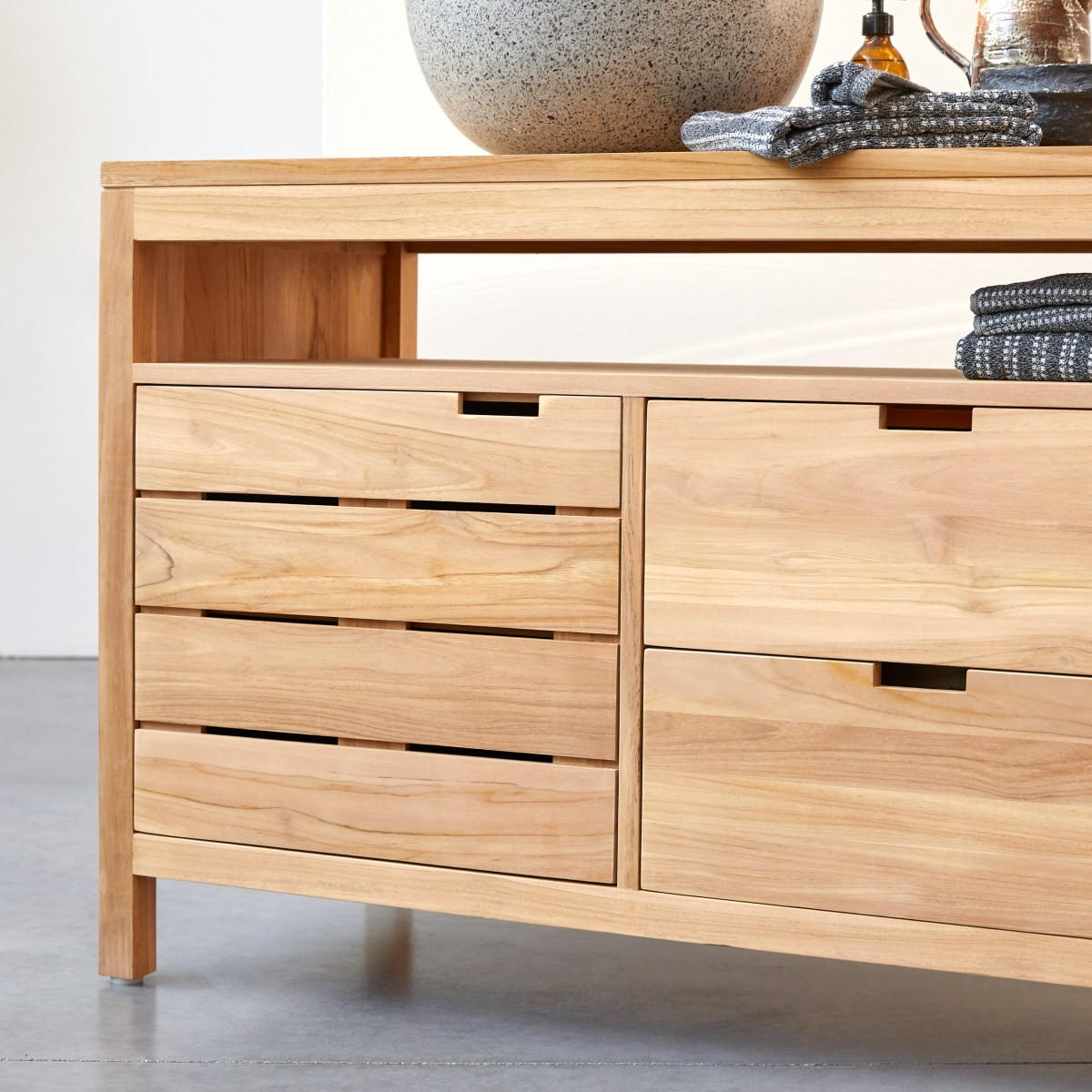 WASCHTISCHUNTERSCHRANK Serena Natur aus Teak - Naturfarben, Holz (165/78/55cm) - Tikamoon