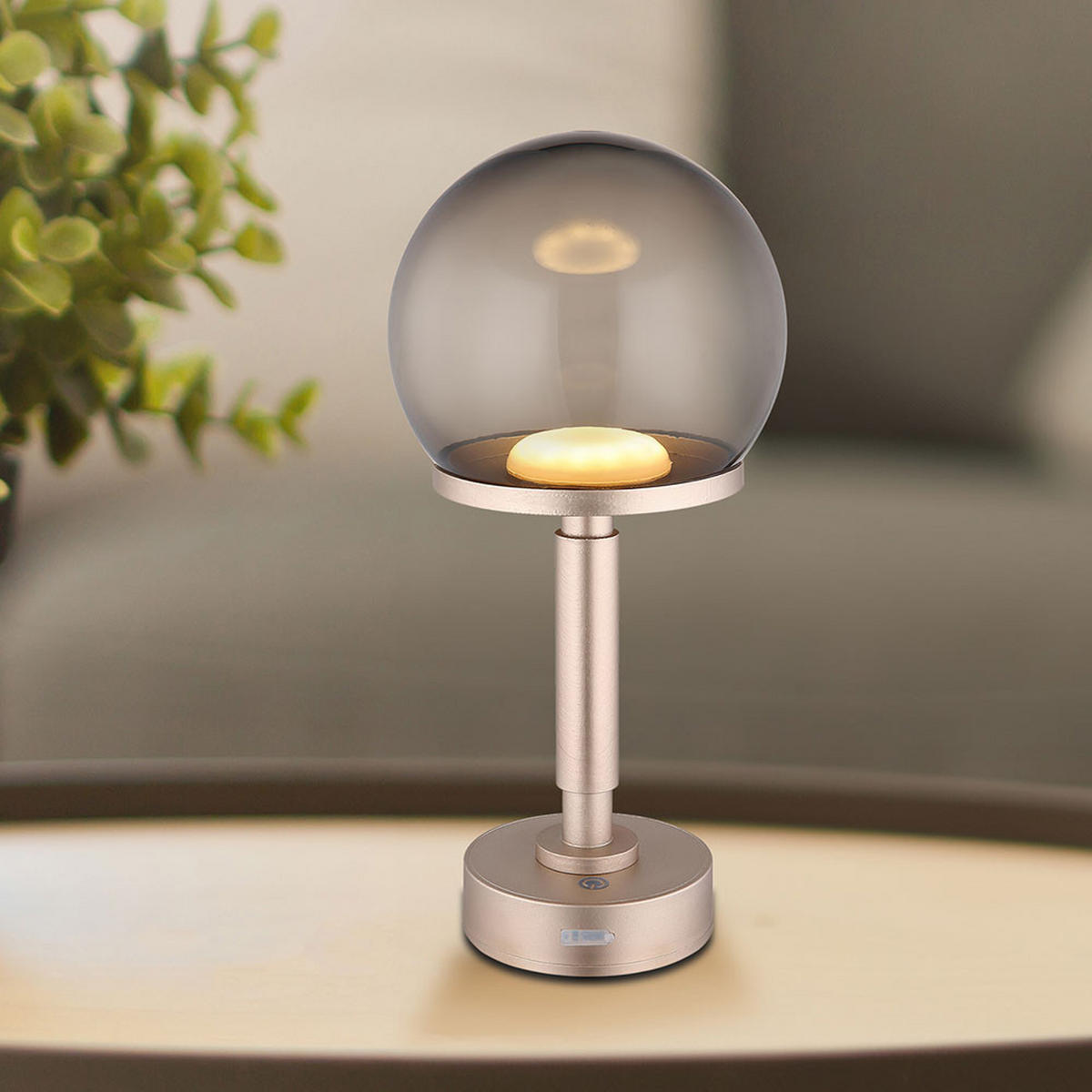 LED TISCHLEUCHTE HAKU Champagner 2er Set - Champagner, Kunststoff (15/15/31.5cm) - Globo Lighting