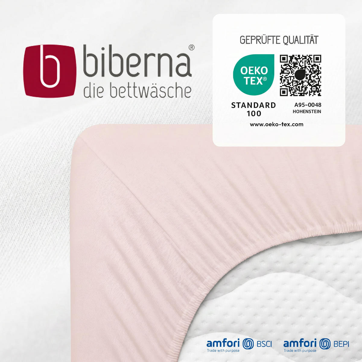SPANNBETTTUCH Premium Jersey rose, 90x190 cm - 100x200 cm - Rosa, Textil (100/200cm) - biberna