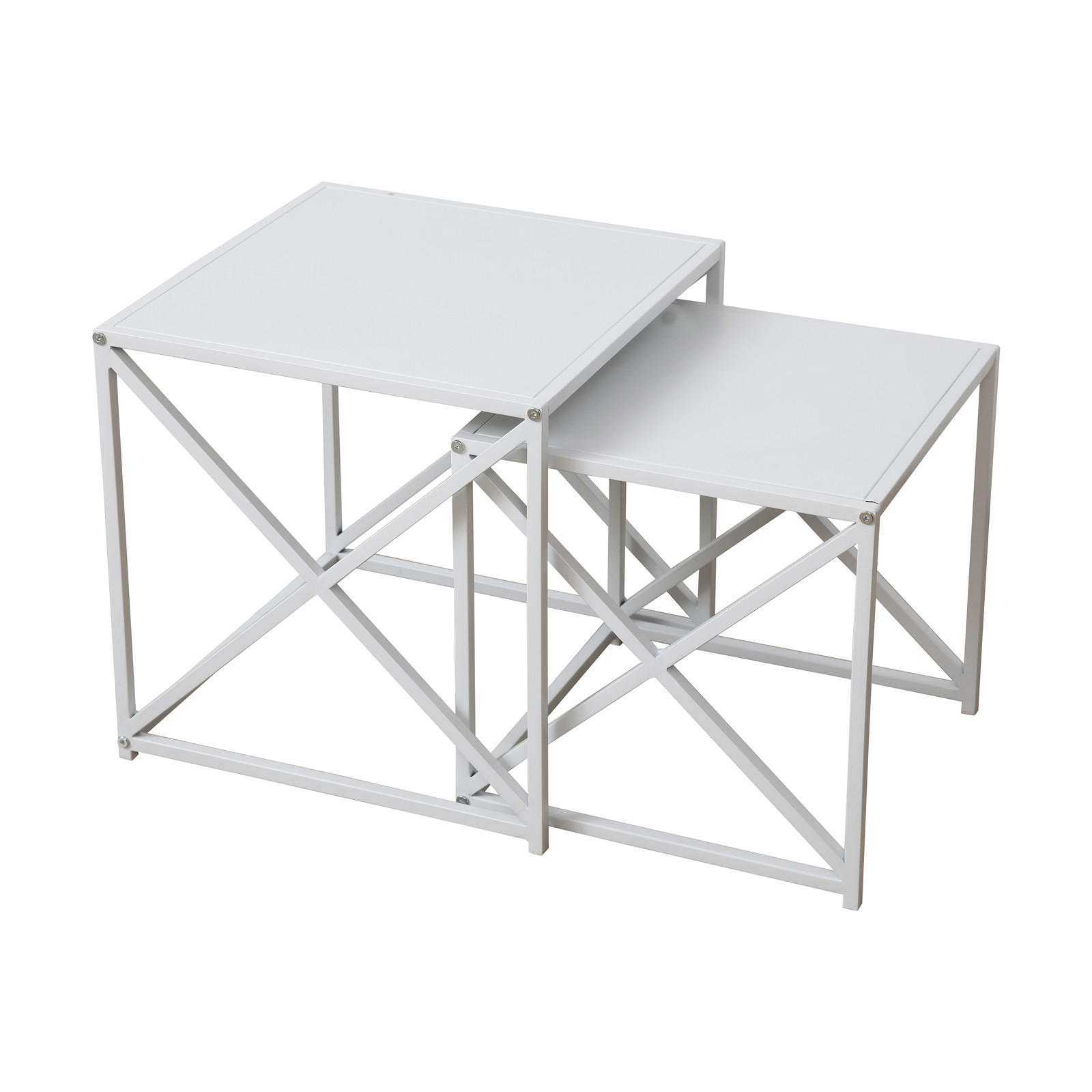 BEISTELLTISCH GEMO 2er Set Weiß - Weiß, Metall (40/40/40cm) - SVITA