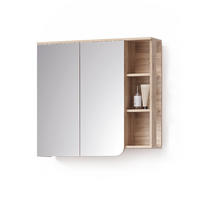 ZRCALNA OMARICA Marano, Sonoma/Bela, 80 x 75 cm z 2 predaloma - bela/hrast sonoma, leseni material (80/75/20cm) - Livinity®