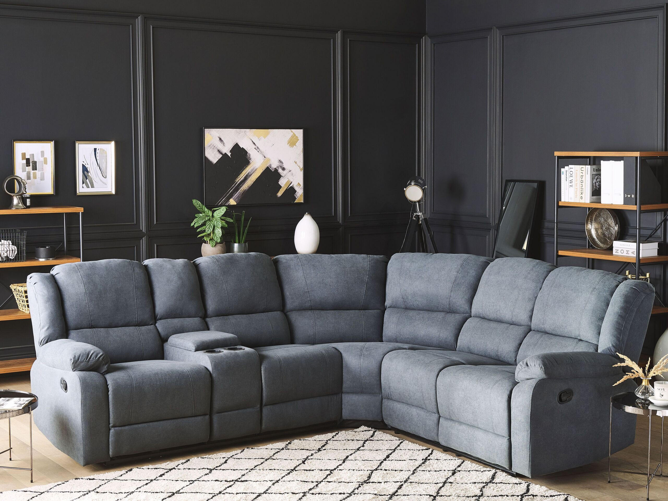 ECKSOFA Polsterbezug Dunkelgrau Rokke - Dunkelgrau, Textil (229/196cm) - Beliani