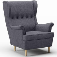 OHRENSESSEL Luno Grau Stoff ES-2 - Naturfarben/Grau, Holz/Textil (62/101/80cm) - Jana