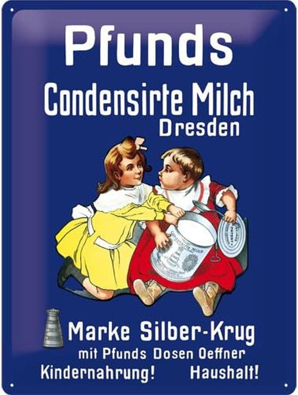 BLECHSCHILD 30/40 cm Pfunds Milch - Multicolor, Metall (30/40/0.2cm) - Nostalgic-Art