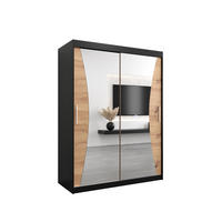 SCHWEBETÜRENSCHRANK 200/150/62 2-türig - Silberfarben/Schwarz, Holz/Kunststoff (150/200/62cm) - Abiks Möbel