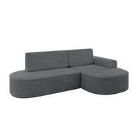 ECKSOFA mit Schlaffunktion und Bettkasten Ottomane Rechts MARI-L1-S - 283x167x73 cm Dunkelgrau Cord - Alufarben/Schwarz, Holzwerkstoff/Kunststoff (167/283cm) - ALTDECOR