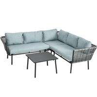 GARTENMÖBEL-SET 120/71/65 cm mit Couchtisch und Kissen, Aluminium und Kunstrattan, Grau - Grau, Metall - Redom