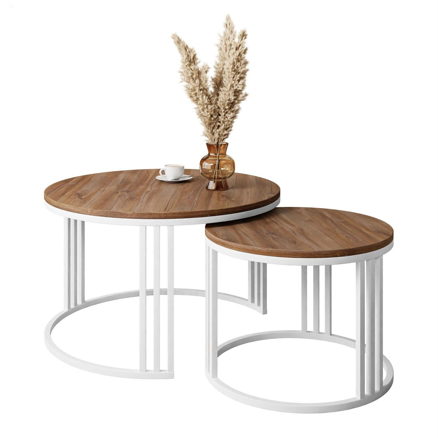Lookway Couchtisch Dunkelbraun, Weiß 70x48x70 cm