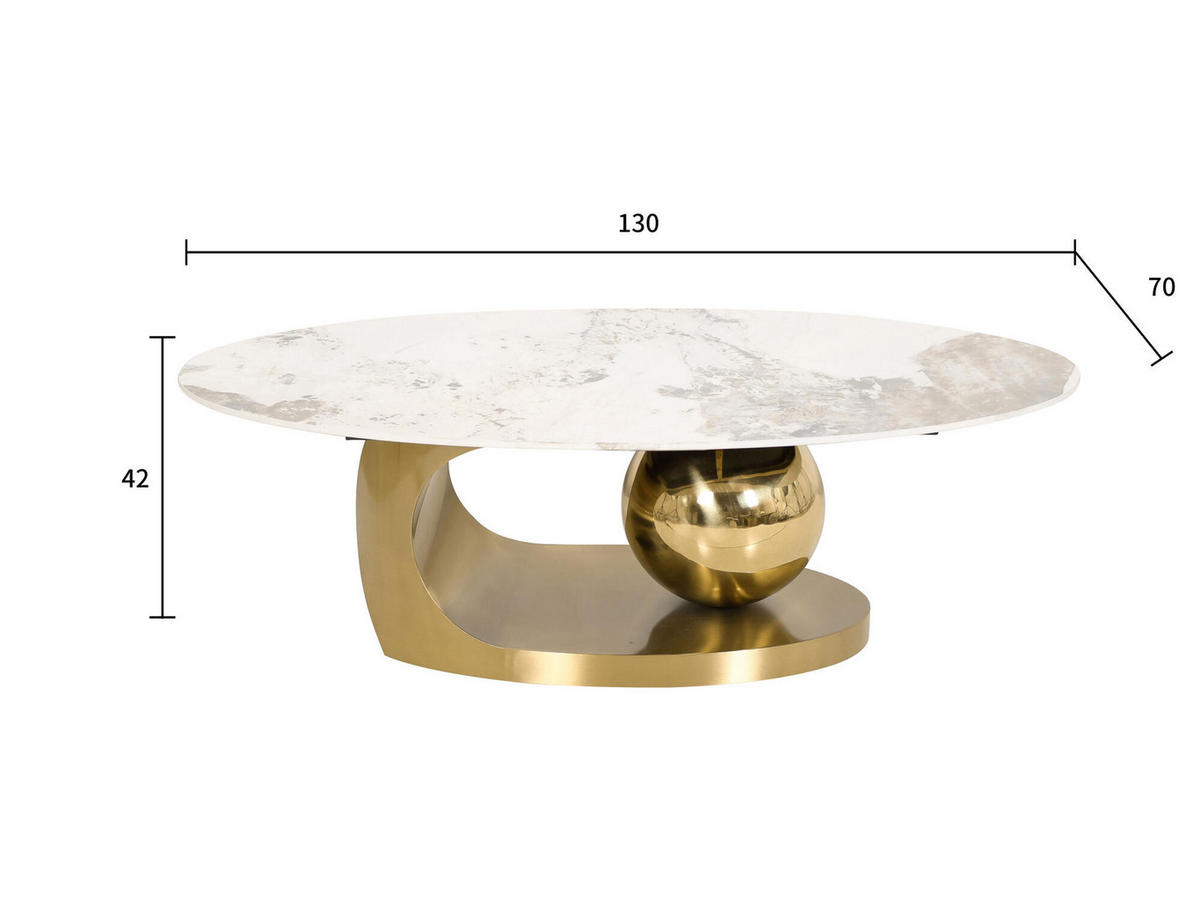 COUCHTISCH MODIG Weiß 130x70x42 cm - Weiß, Stein (70/130/42cm) - FURNLUX