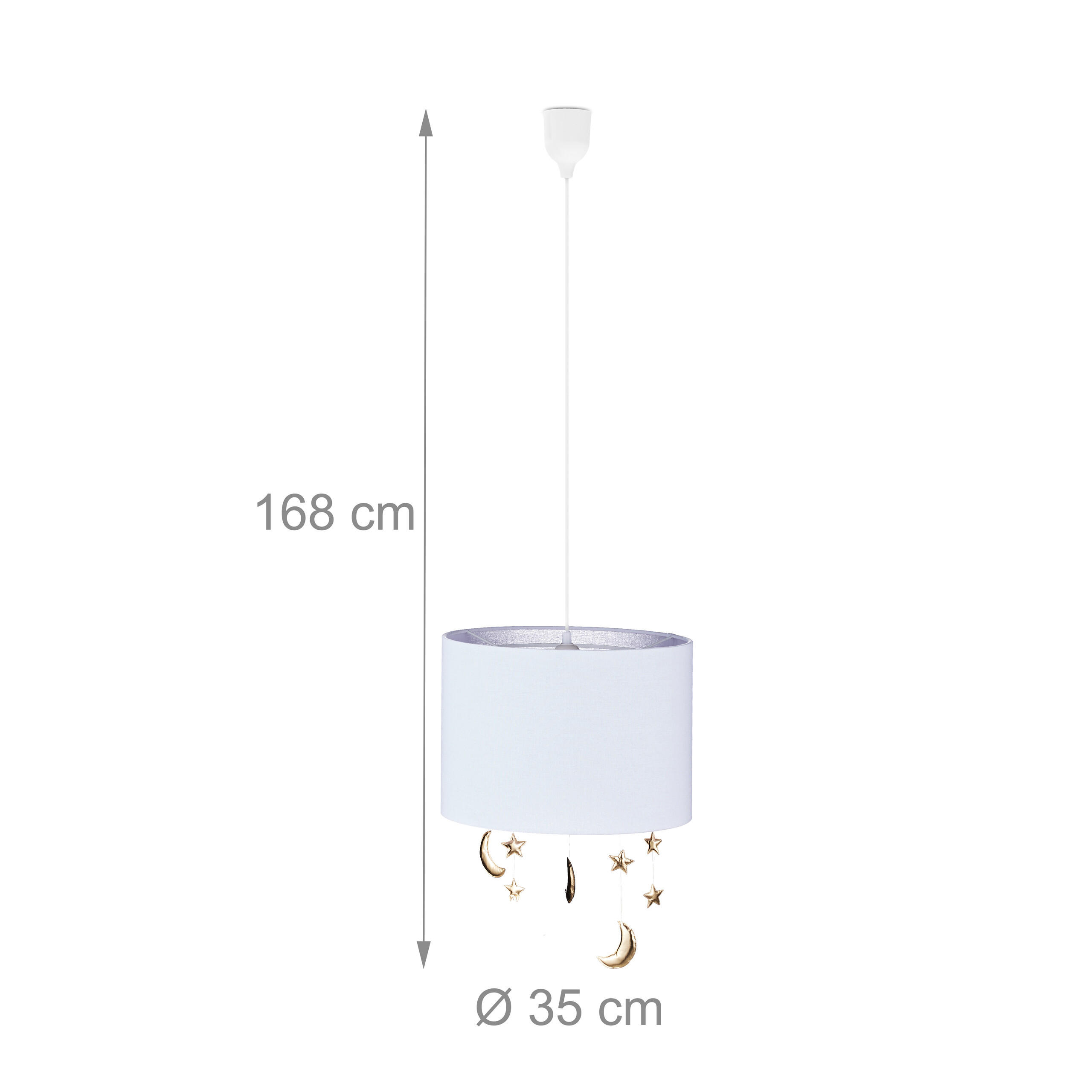 Thumbnail - Relaxdays Kinderzimmer-Hängelampe, Weiß, Metall, Textil, 35x168x35 cm, Lampen & Leuchten, Innenbeleuchtung, Kinderzimmer...