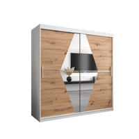 SCHWEBETÜRENSCHRANK 200/200/62 2-türig - Silberfarben/Eiche Artisan, Holz/Kunststoff (200/200/62cm) - Abiks Möbel