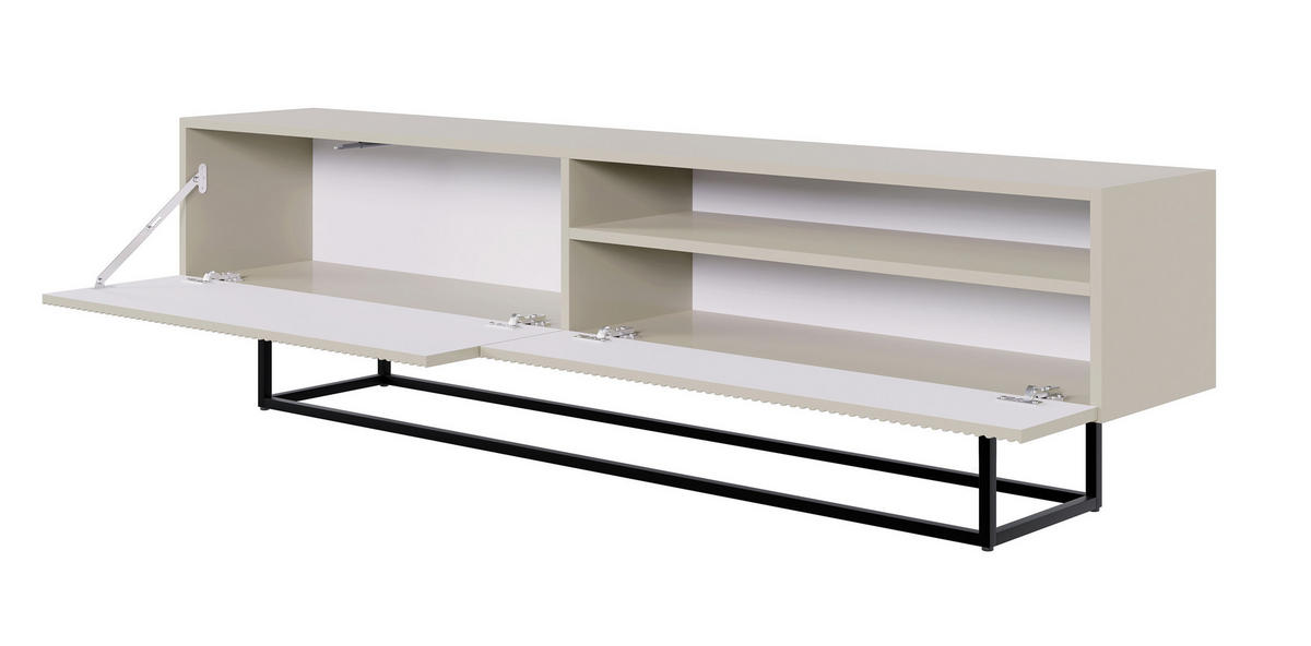 TV-SCHRANK Veldio Graubeige mit offenem Fach und schwarzen Beinen 175 cm - Greige/Schwarz, Holzwerkstoff/Metall (175/46.5/31.6cm) - Selsey
