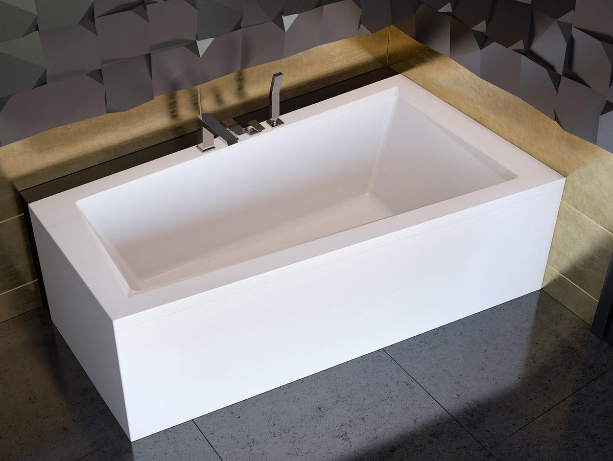 BADEWANNE Eckwanne INTIMA 160/90 Rechts mit Schürze Ablauf Füße - Weiß, Kunststoff (90/55.5/160cm) - bad land