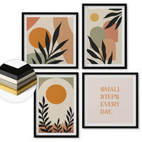 WANDBILDER 4er-Set - 50x50 cm & 40x60 cm Schwarzer Rahmen - Abstrakte Pflanzenmotive - Schwarz, Kunststoff (50/50cm) - ArtPrintCave