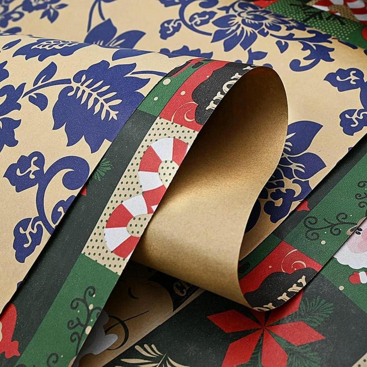 GESCHENKPAPIER 43 cm x 15 M Weihnachts-Design Kraftpapier - Multicolor, Papier (43/43/43cm)