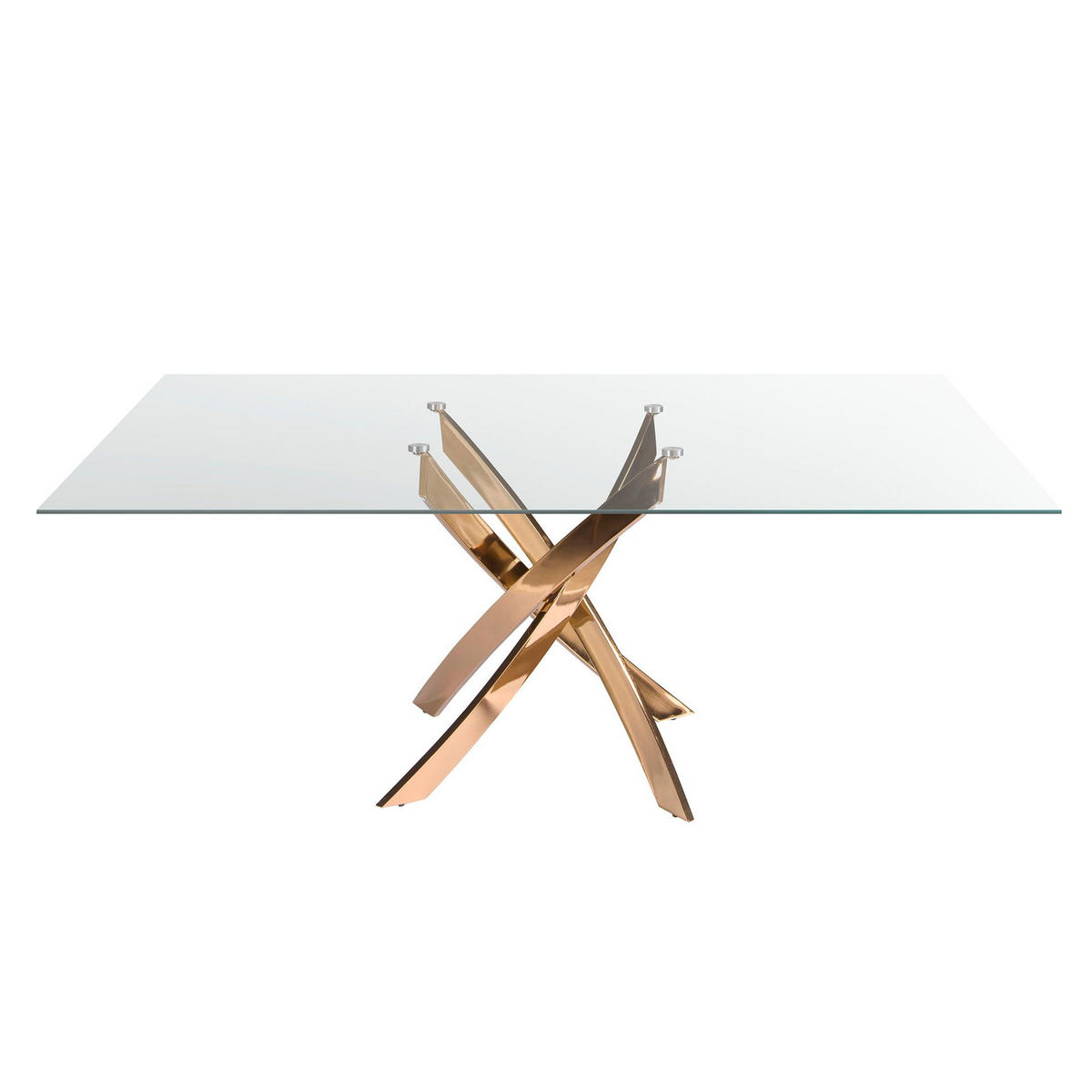 ESSTISCH Rechteckiger Esstisch aus gehärtetem Glas und rosa Stahl 150/95/75 cm - Pink/Goldfarben, Glas/Metall (95/150/75cm) - ANGEL CERDA