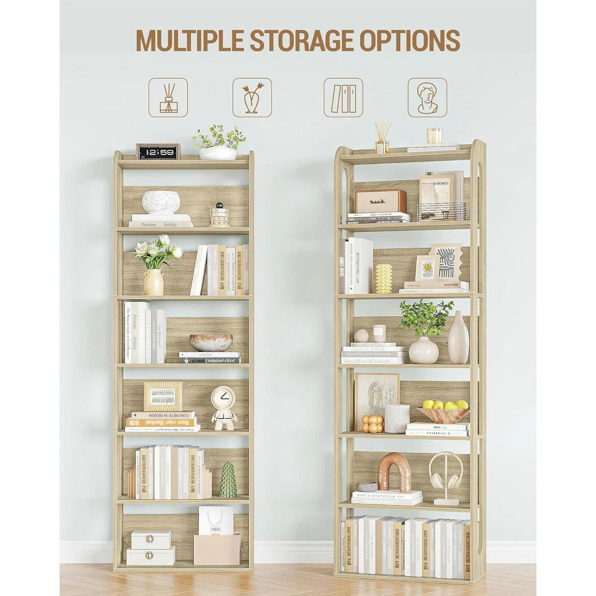 BÜCHERREGAL 7-stöckig Eichefarben 24 x 60 x 182 cm - Braun, Holzwerkstoff (60/182/24cm)