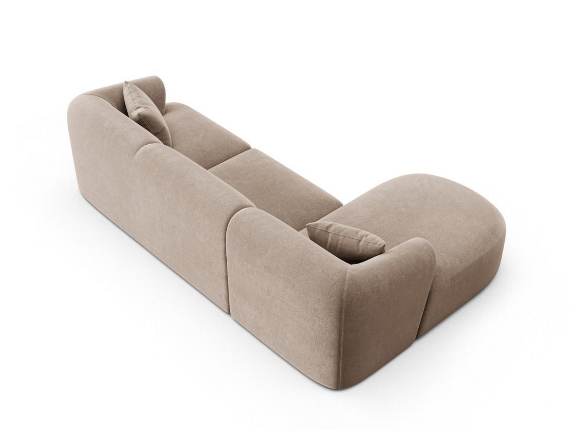 MODULARES-ECKSOFA links Campi aus Samt dunkelbeige 4 Sitzplätze - Mokka, Textil (156/256cm) - Cosmopolitan Design