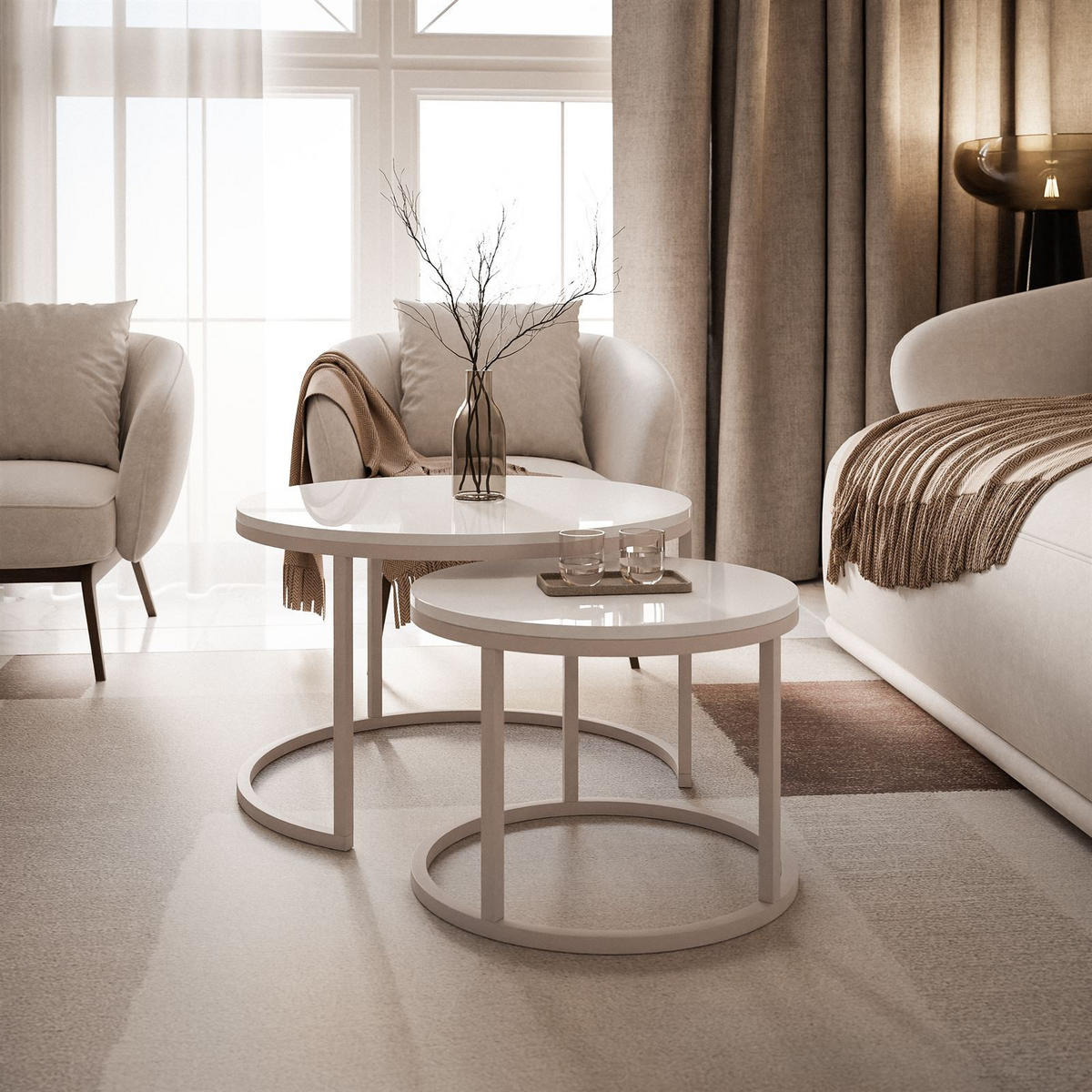 COUCHTISCH CIRI 2-in-1 KASCHMIR - Beige, Holzwerkstoff (70/70/48cm) - Lookway