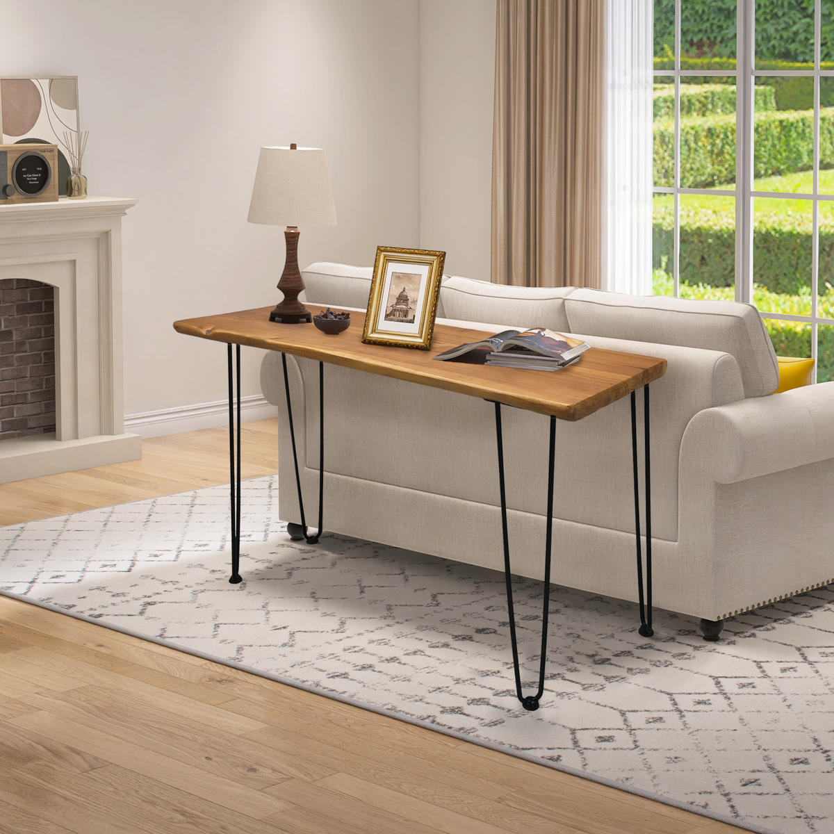 COUCHTISCH 108/37,5/76 cm natur aus Massivholz mit Hairpin-Beinen - Braun, Holzwerkstoff (108/37.5/76cm) - OKWISH