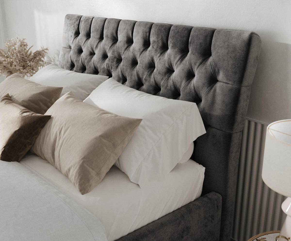 POLSTERBETT Lira 160/200 cm Anthrazit im Lotta Stoff - Anthrazit/Naturfarben, Holz/Holzwerkstoff (160/200cm) - AltaBeds